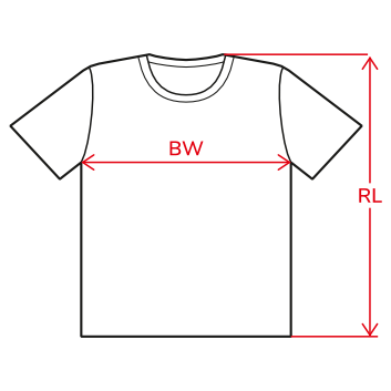 Maßzeichnung für gerade geschnittenes T-Shirt