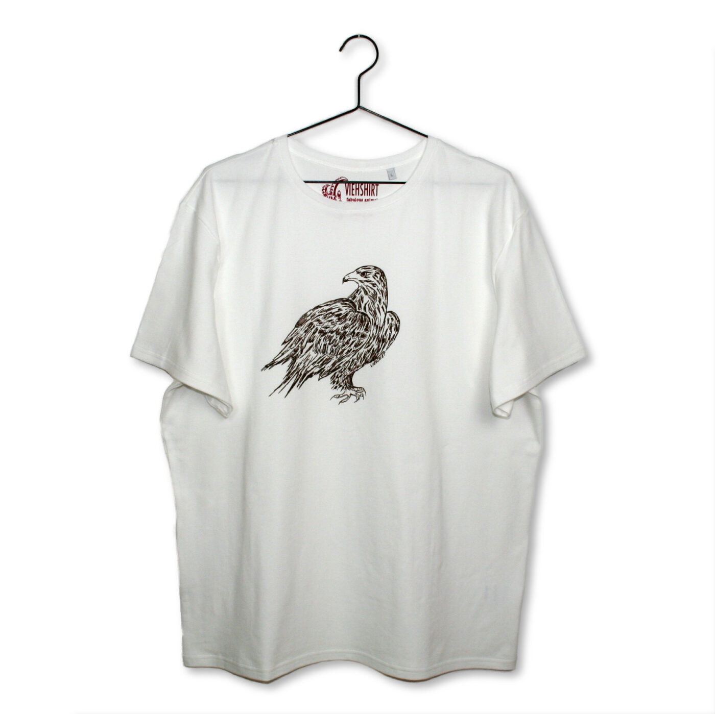 Weißes T-Shirt mit Siebdruckmotiv Adler