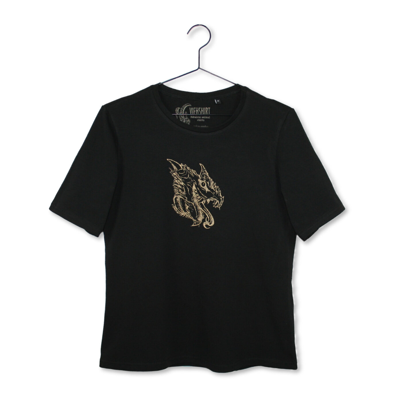 Schwarzes T-Shirt mit Siebdruckmotiv Drache