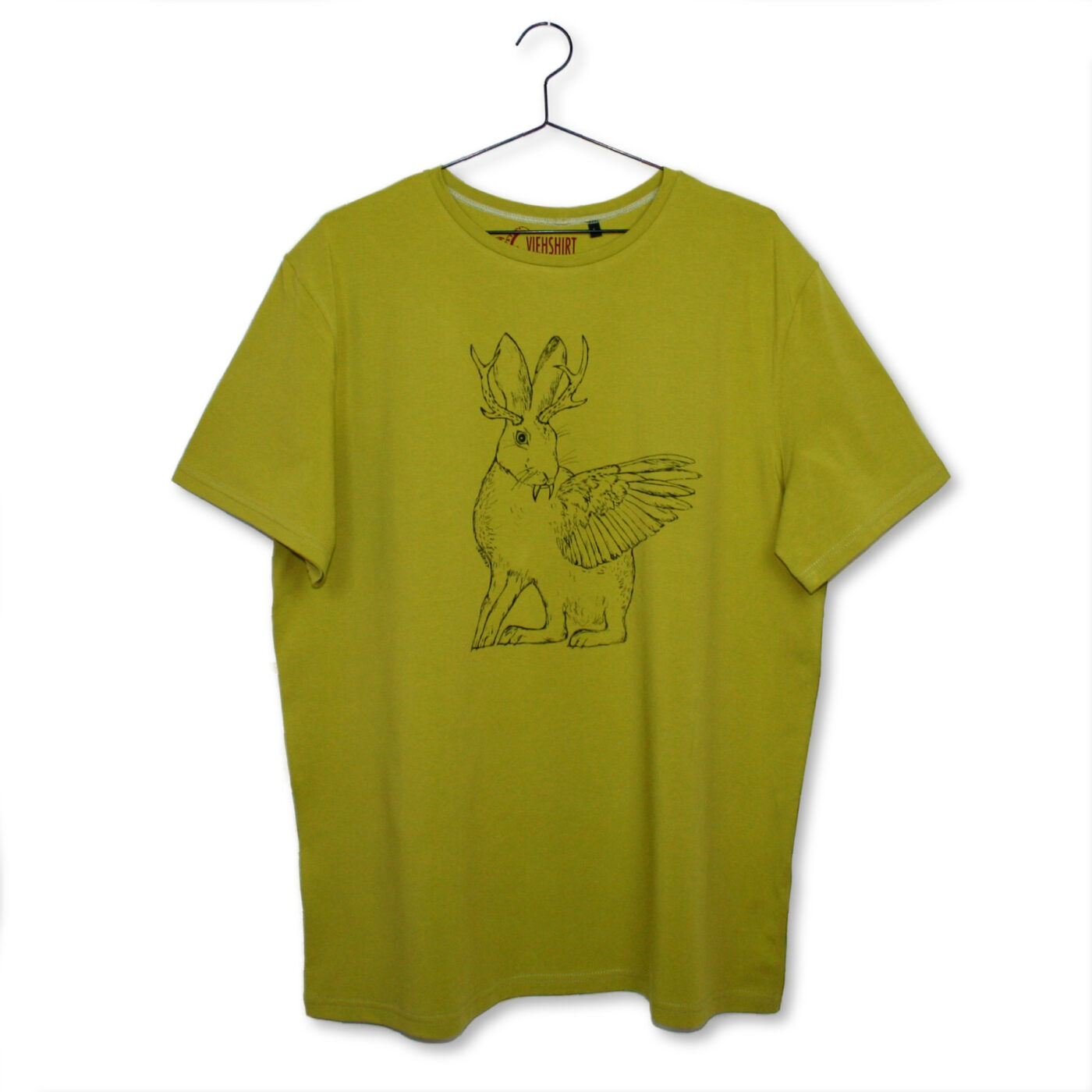 Grünes T-Shirt mit Siebdruckmotiv Wolpertinger