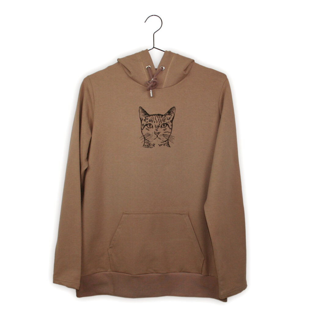 Grüner Hoodie mit Siebdruckmotiv Dackelkopf