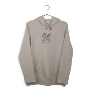 Hellbrauner Hoodie mit Siebdruckmotiv Katzenkopf