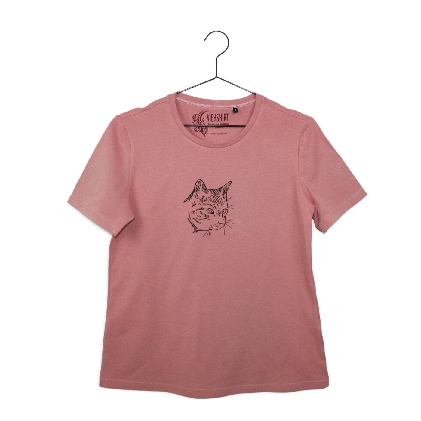 Rosa T-Shirt mit Katzen-Kopf-Druck