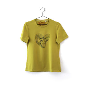 Grunes T-Shirt mit Siebdruckmotiv Mufflonkopf