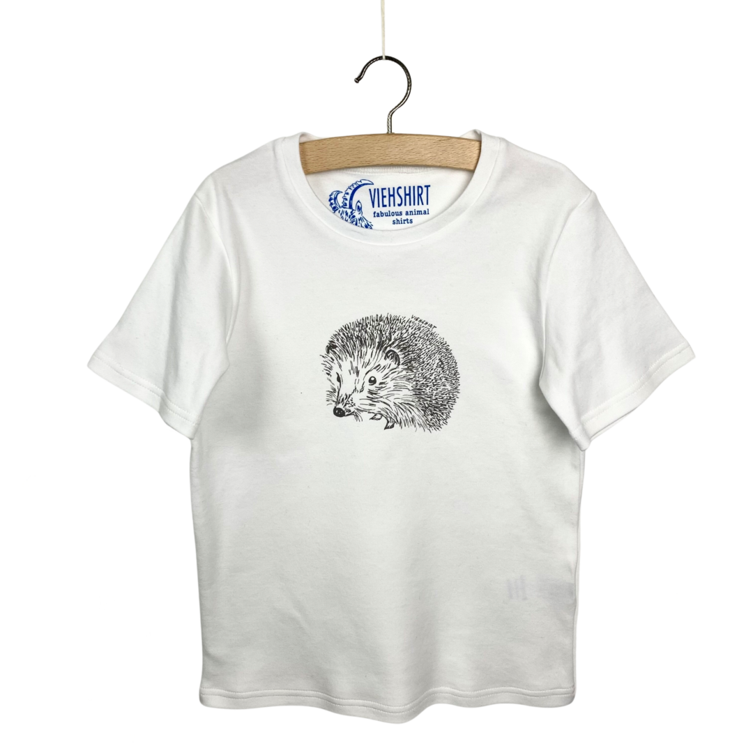 Weißes T-Shirt mit Siebdruckmotiv Igel
