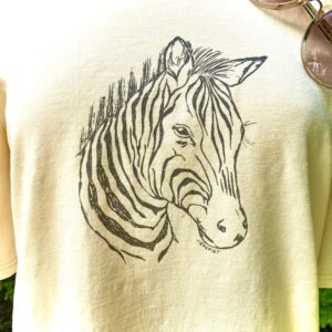 Hellgelbes T-Shirt mit Siebdruckmotiv Zebra