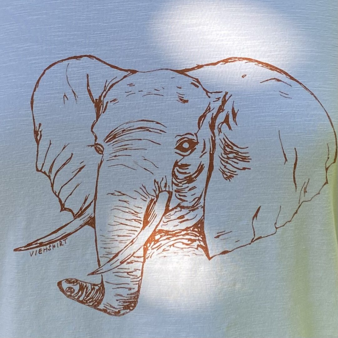 Hellblaues T-Shirt mit Siebdruckmotiv Elefant